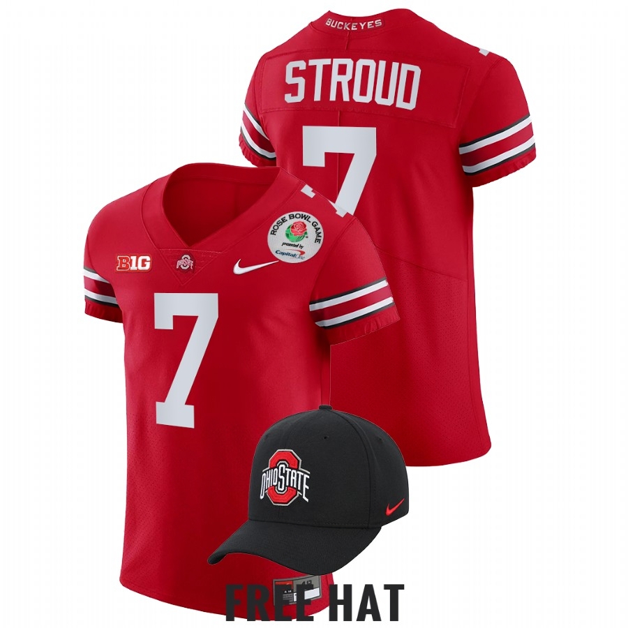 Ohio State Buckeyes Men's NCAA C.J. Stroud #7 Scarlet Rose Bowl Color Rush 2022 College Football Jersey OZH1149GG